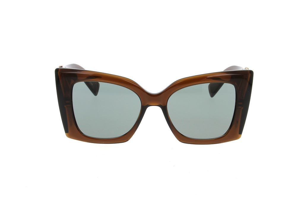 Luksusowe okulary – Okulary przeciwsłoneczne – Saint Laurent, brązowe okulary przeciwsłoneczne z przyciemnianymi szkłami, widok z przodu
