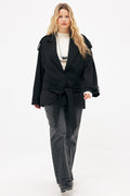Gabardina Midi Fluida con Cinturón - Negro