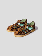 Sandalias Ricky De Cuero Con Estampado De Leopardo