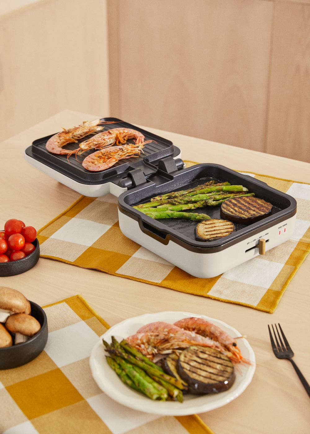Stone Studio Pro - Grill Multifonction Avec Ouverture À 180º - Blanc Cassé