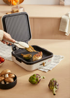 Stone Studio Pro - Grill Multifonction Avec Ouverture À 180º - Blanc Cassé