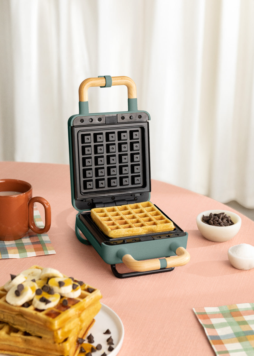 Stone Studio Individuel - Appareil À Croque-Monsieur, Grill & Gaufrier À Plaques Interchangeables - Vert Sauge