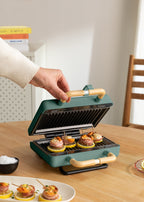 Stone Studio Double - Appareil À Croque-Monsieur, Grill & Gaufrier À Plaques Interchangeables - Vert Sauge