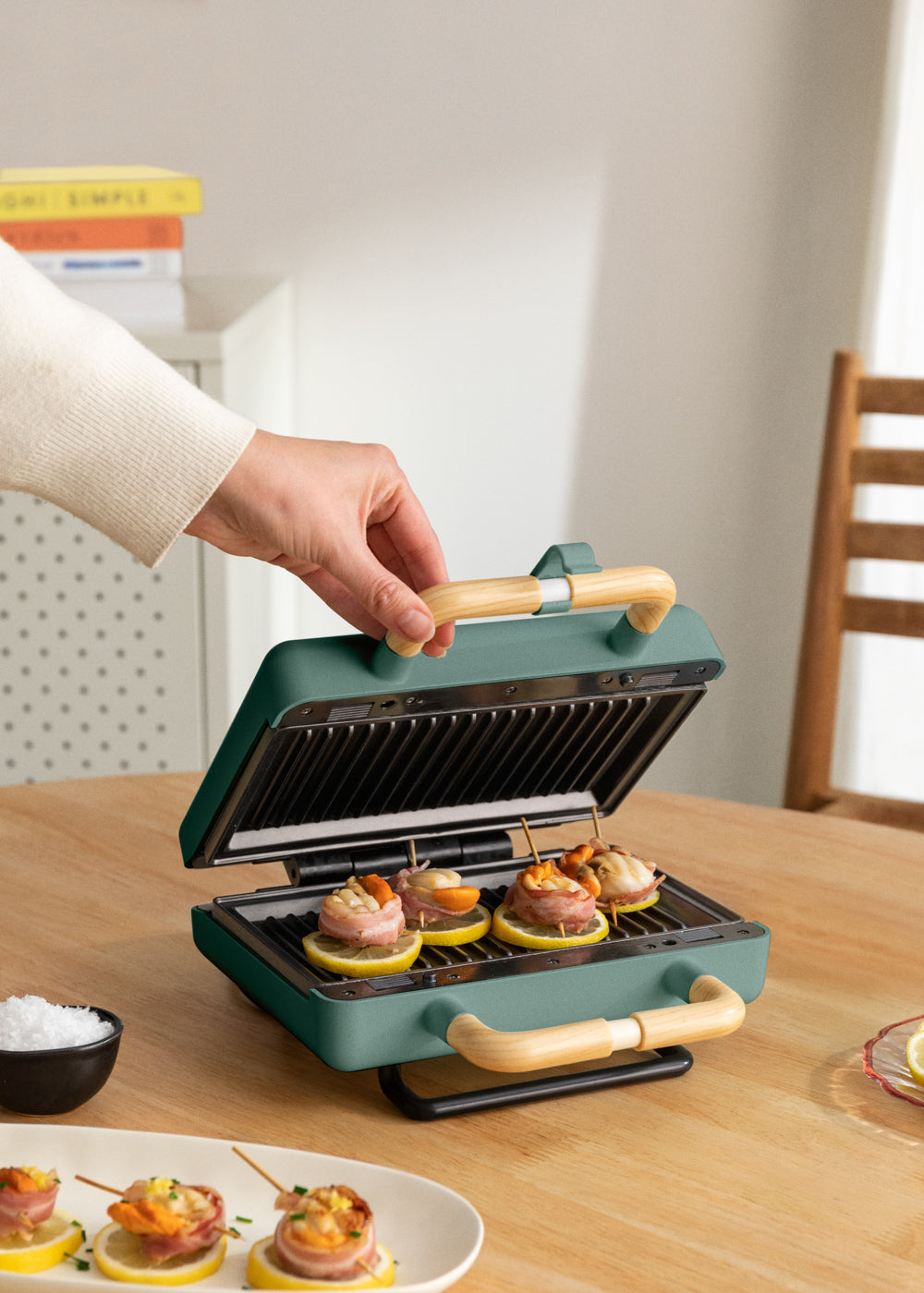Stone Studio Double - Appareil À Croque-Monsieur, Grill & Gaufrier À Plaques Interchangeables - Vert Sauge