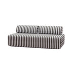 Canapé 3 Places Modulable - Tissu Extérieur À Rayures - Blanc Et Gris Anthracite