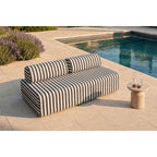 Canapé 3 Places Modulable - Tissu Extérieur À Rayures - Blanc Et Gris Anthracite