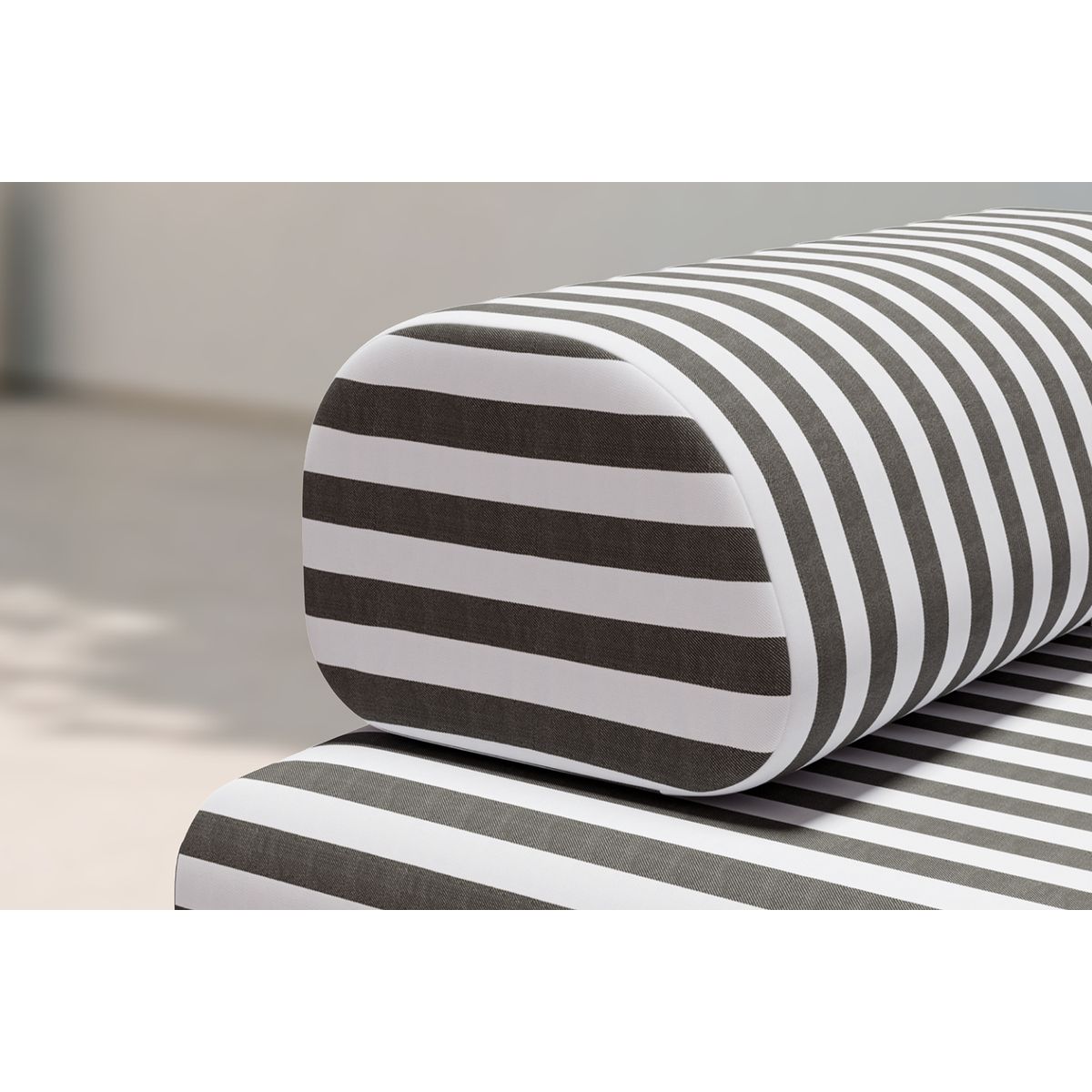 Sofá Modular de 3 Plazas - Tela Exterior a Rayas - Blanco y Gris Antracita