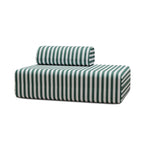 Sofá Modular de 2 Plazas - Tejido Exterior Rayas - Blanco y Verde Oscuro