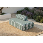 Sofá Modular de 2 Plazas - Tejido Exterior Rayas - Blanco y Verde Oscuro