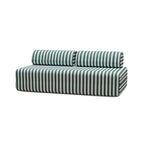 Sofá Modular de 3 Plazas - Tejido Exterior Rayas - Blanco y Verde Oscuro