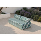 Sofá Modular de 3 Plazas - Tejido Exterior Rayas - Blanco y Verde Oscuro
