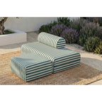 Pouf Modulable - Tissu Extérieur À Rayures - Blanc Et Vert Foncé
