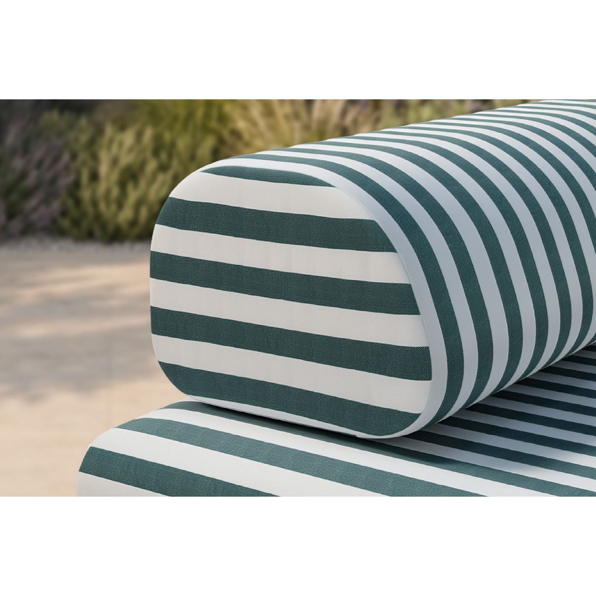 Modular Daybed - Striped Outdoor Fabric - White and Dark Green