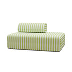 Sofá Modular de 2 Plazas - Tejido Exterior Rayas - Blanco y Verde Lima