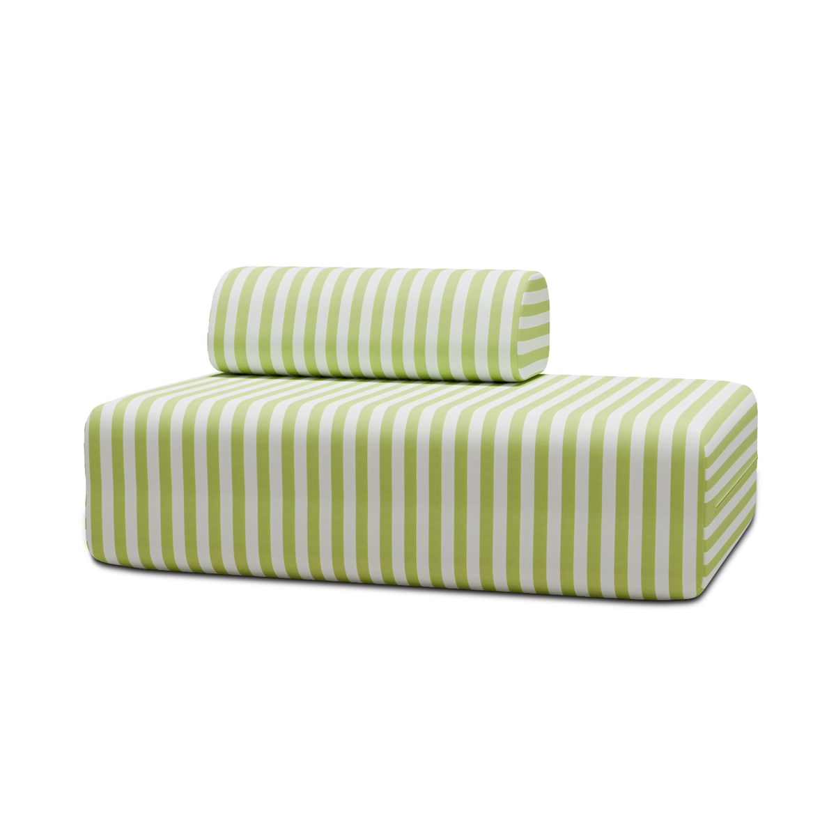 Sofá Modular de 2 Plazas - Tejido Exterior Rayas - Blanco y Verde Lima