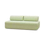 Sofá Modular de 3 Plazas - Tejido Exterior Rayas - Blanco y Verde Lima