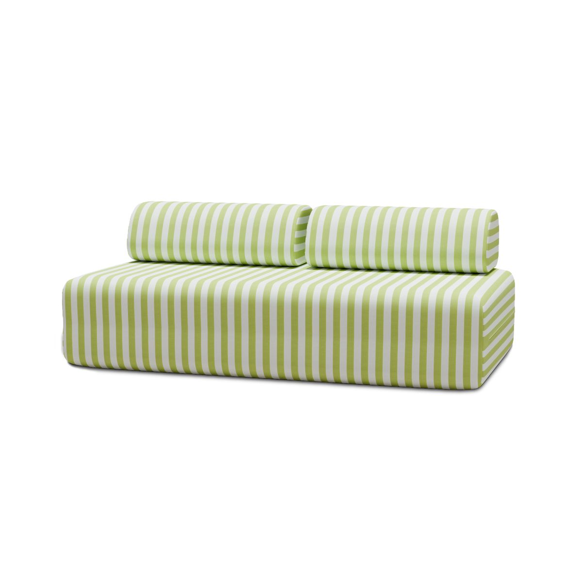 Sofá Modular de 3 Plazas - Tejido Exterior Rayas - Blanco y Verde Lima