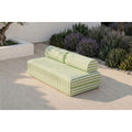 Sofá Modular de 3 Plazas - Tejido Exterior Rayas - Blanco y Verde Lima