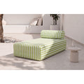 Modular Daybed - Striped Outdoor Fabric - White and Lime Green