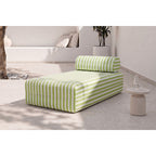 Modular Daybed - Striped Outdoor Fabric - White and Lime Green