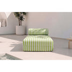 Meridiana Modular - Tejido Exterior A Rayas - Blanco Y Verde Anís