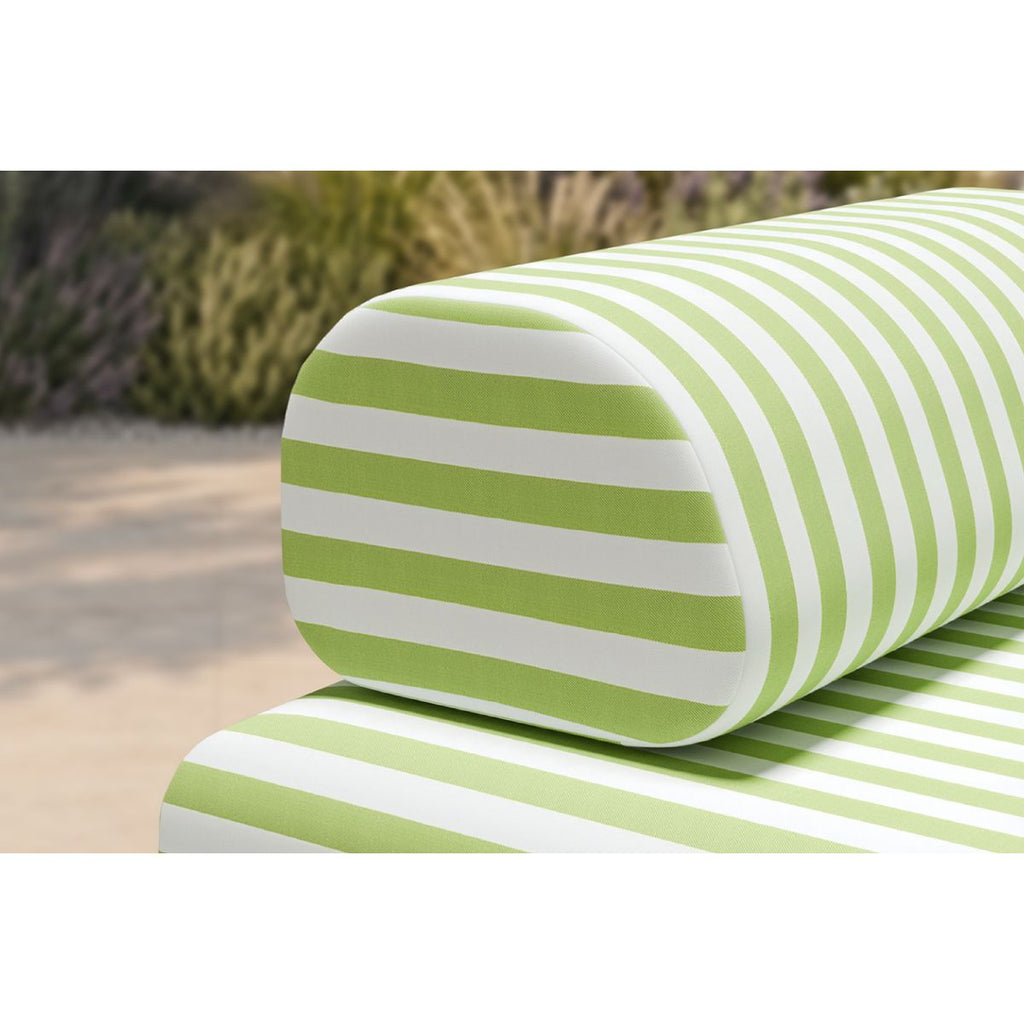 Sofá Modular de 3 Plazas - Tejido Exterior Rayas - Blanco y Verde Lima