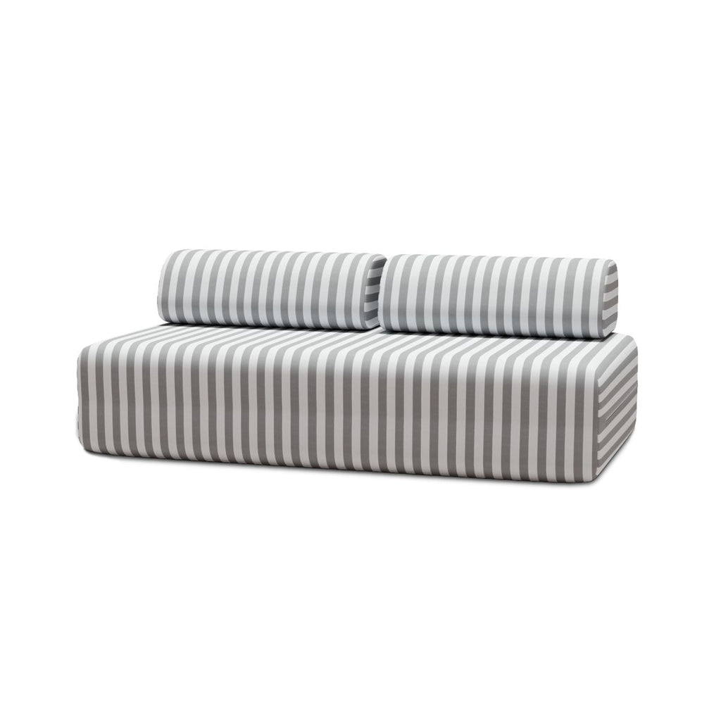 3-Seater Modular Sofa - Striped Exterior Fabric - White and Gray