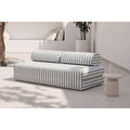 3-Seater Modular Sofa - Striped Exterior Fabric - White and Gray