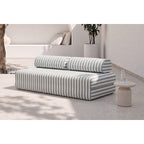 3-Seater Modular Sofa - Striped Exterior Fabric - White and Gray