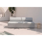 3-Seater Modular Sofa - Striped Outdoor Fabric - White and Grey