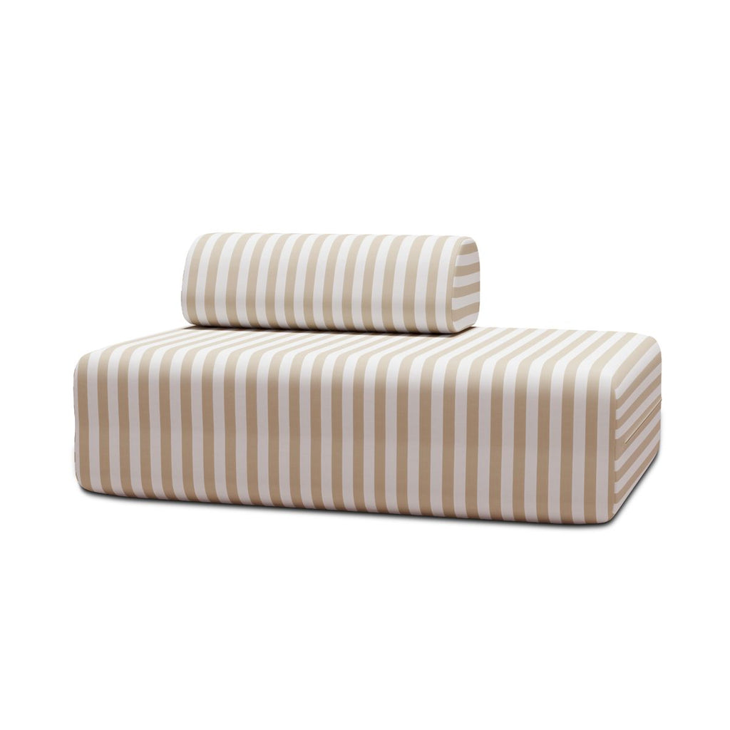 2-Seater Modular Sofa - Striped Exterior Fabric - White and Beige