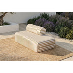 2-Seater Modular Sofa - Striped Exterior Fabric - White and Beige