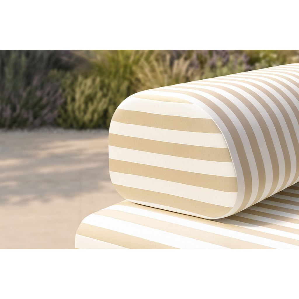 2-Seater Modular Sofa - Striped Exterior Fabric - White and Beige