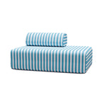 Sofá Modular de 2 Plazas - Tejido Exterior Rayas - Blanco y Azul