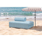 Sofá Modular de 2 Plazas - Tejido Exterior Rayas - Blanco y Azul