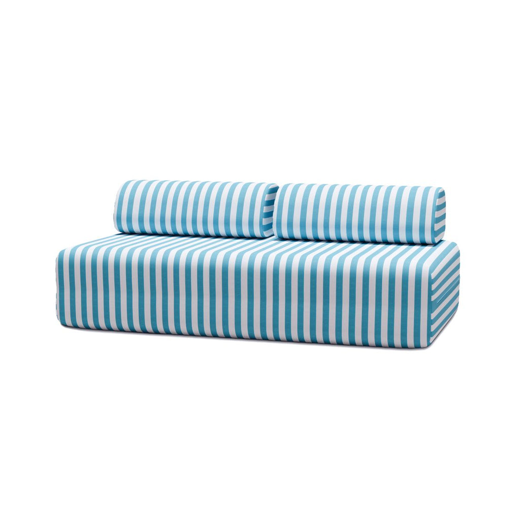Sofá Modular 3 Plazas - Tejido Exterior Rayas - Blanco y Azul