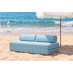 Sofá Modular 3 Plazas - Tejido Exterior Rayas - Blanco y Azul