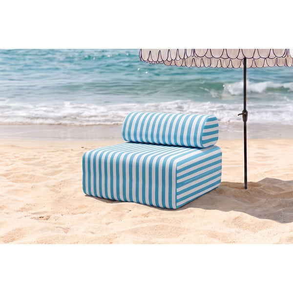 Fauteuil Modulable - Tissu Extérieur À Rayures - Blanc Et Bleu