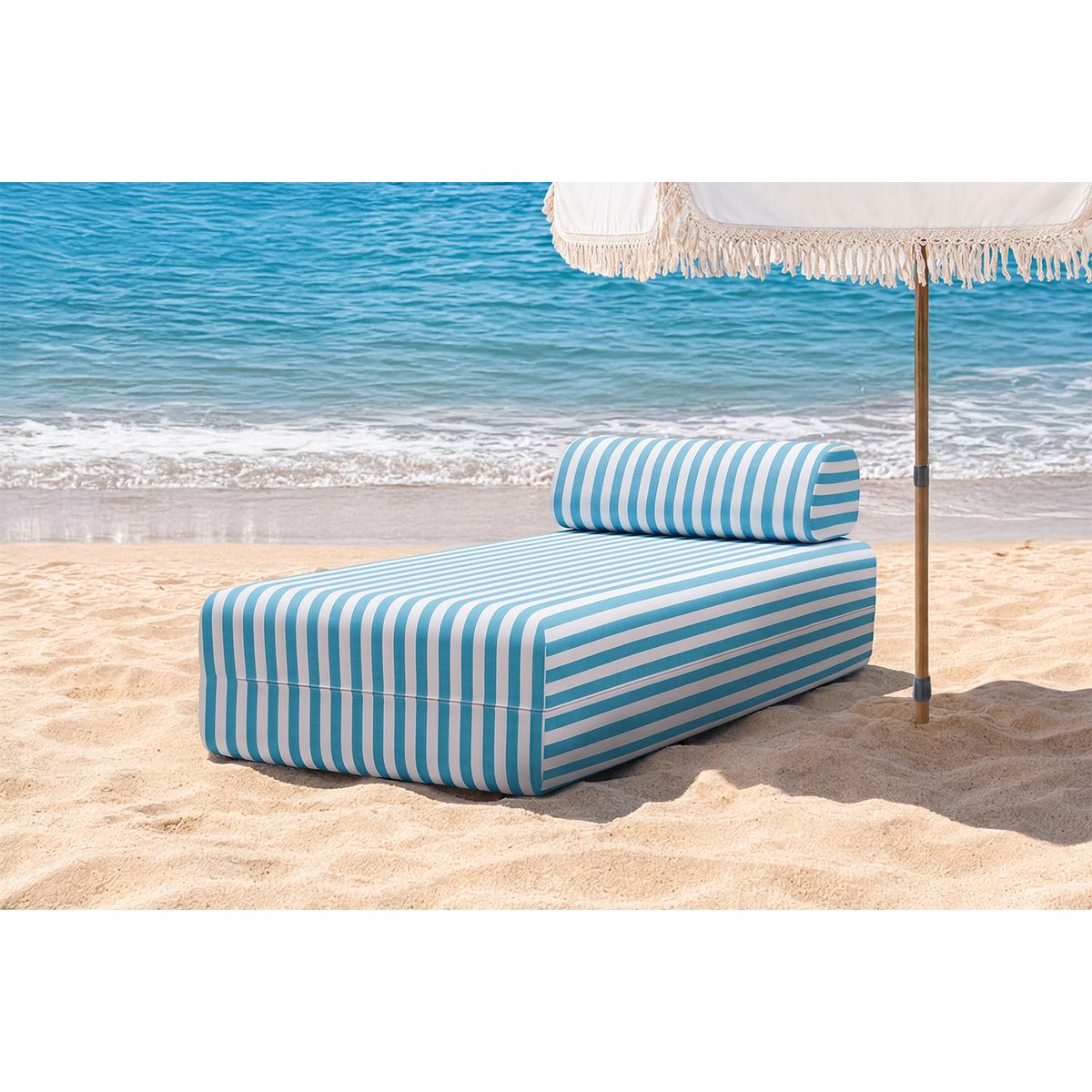 Modular Daybed - Striped Outdoor Fabric - White and Blue