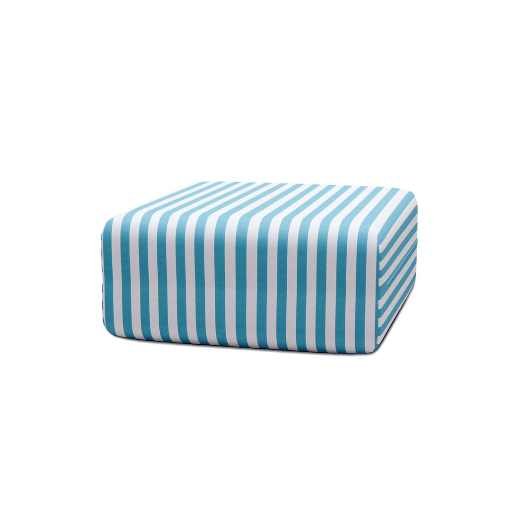 Modular Pouf - Striped Outdoor Fabric - White And Blue