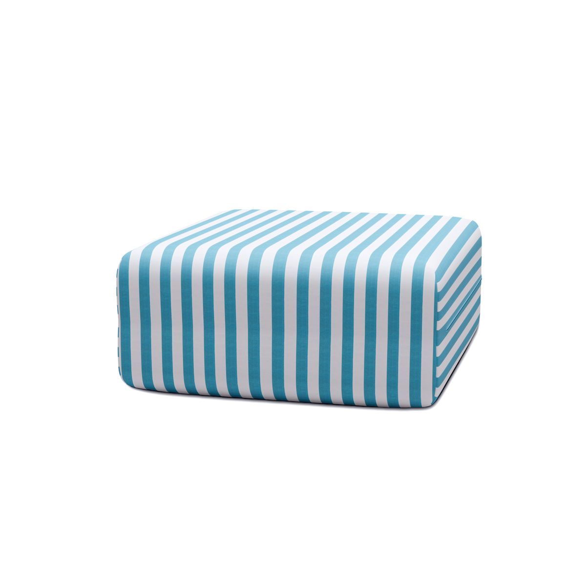 Modular Pouf - Striped Outdoor Fabric - White And Blue