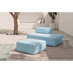 Modular Pouf - Striped Outdoor Fabric - White And Blue