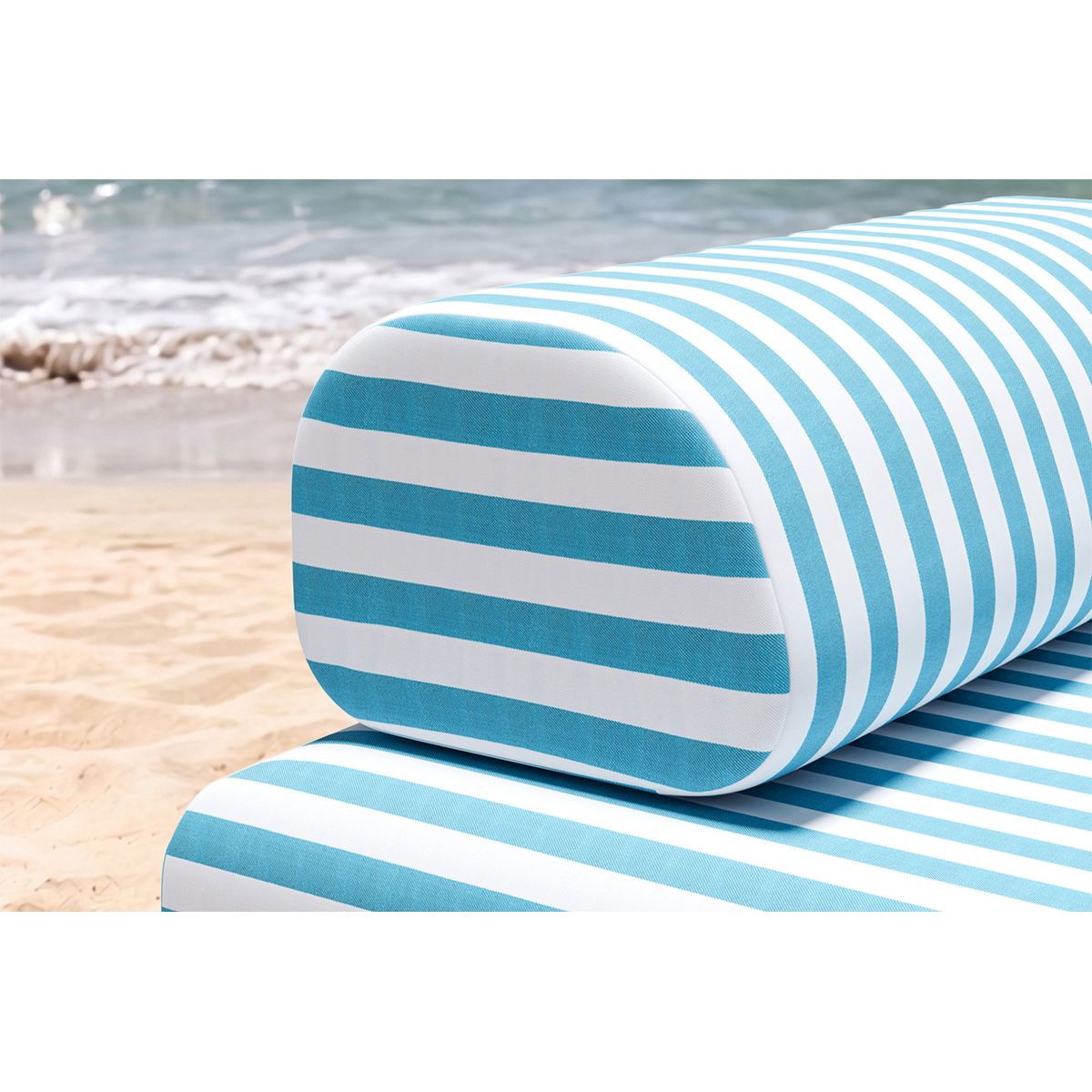 Sofá Modular 3 Plazas - Tejido Exterior Rayas - Blanco y Azul