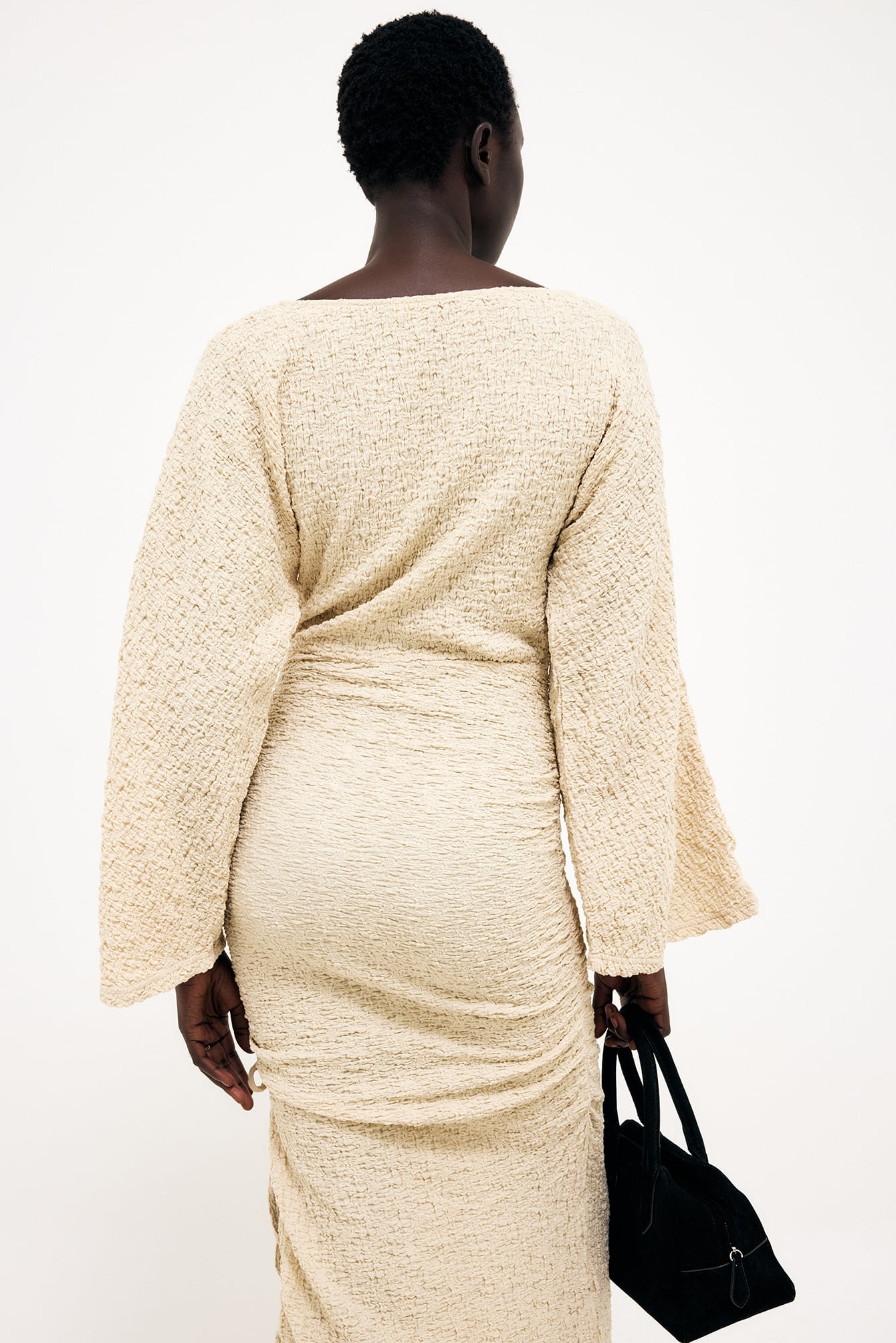 Robe Longue Structurée Avec Cordons De Serrage Beige