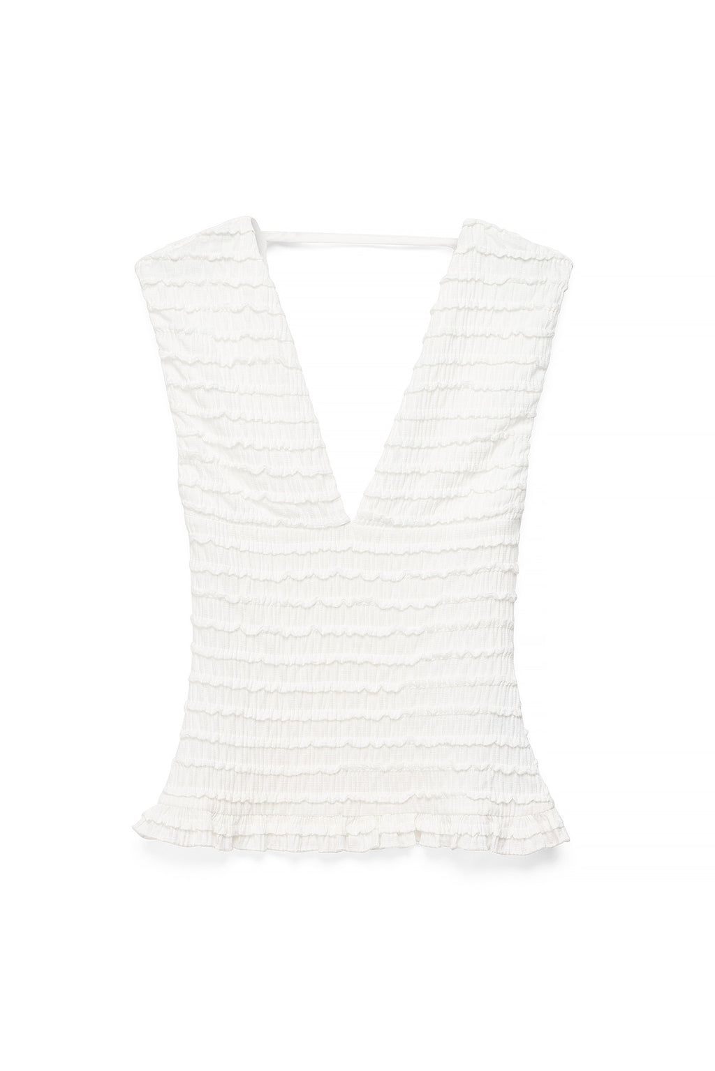 Structured V-Neck Top - Off-White