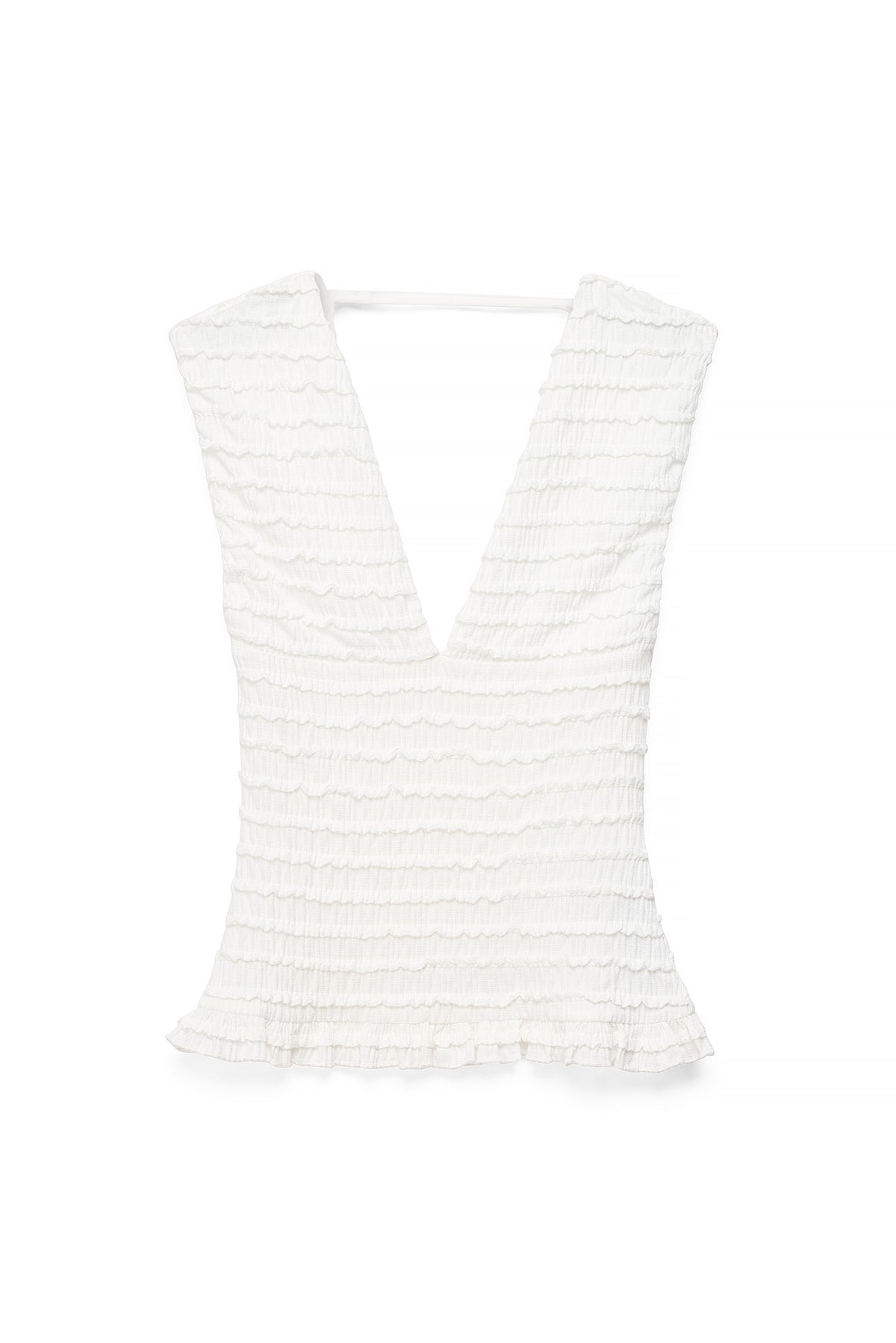 Structured V-Neck Top - Off-White