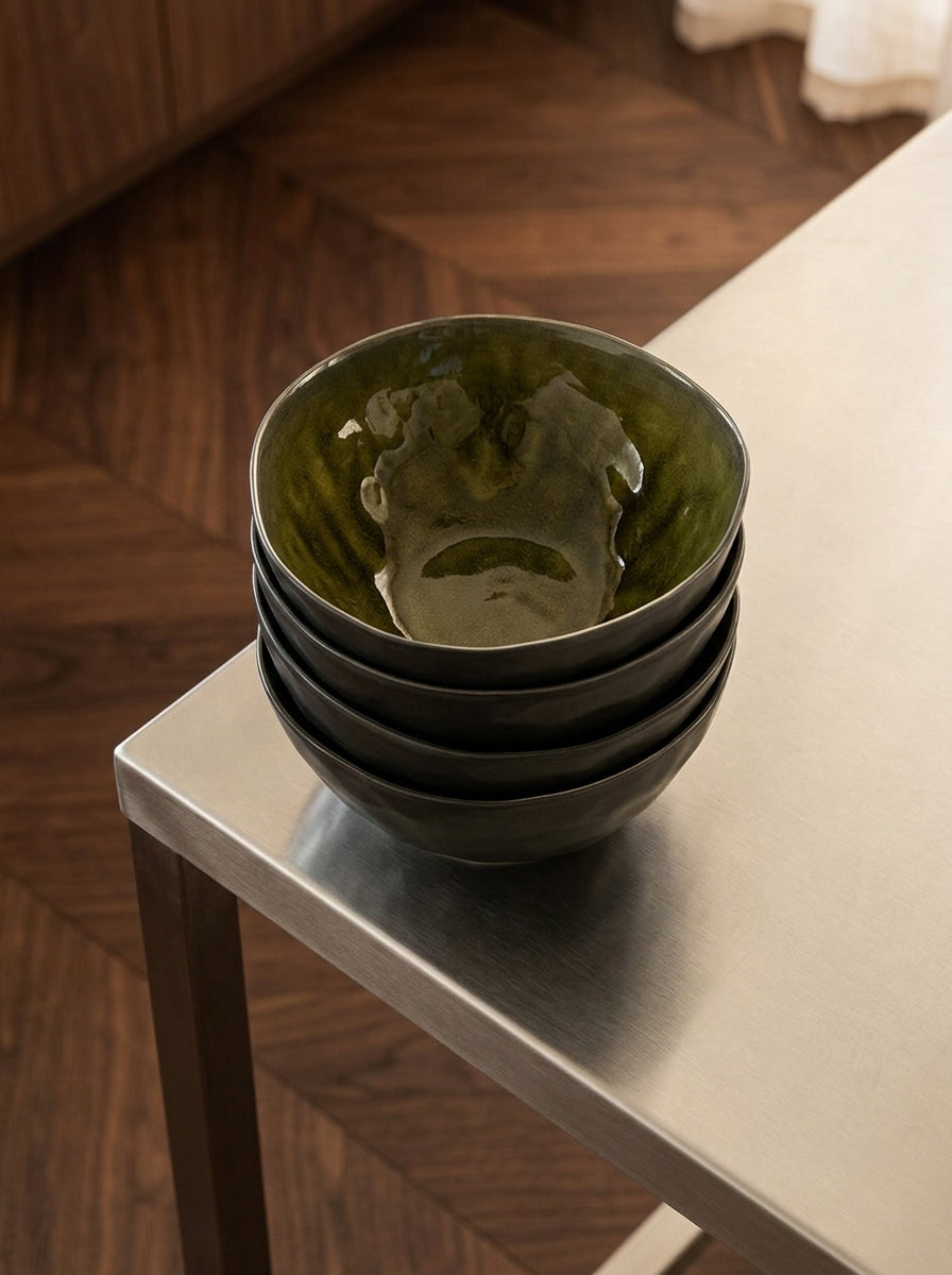 Pure - Set of 4 Bowls - L - Stoneware - Green