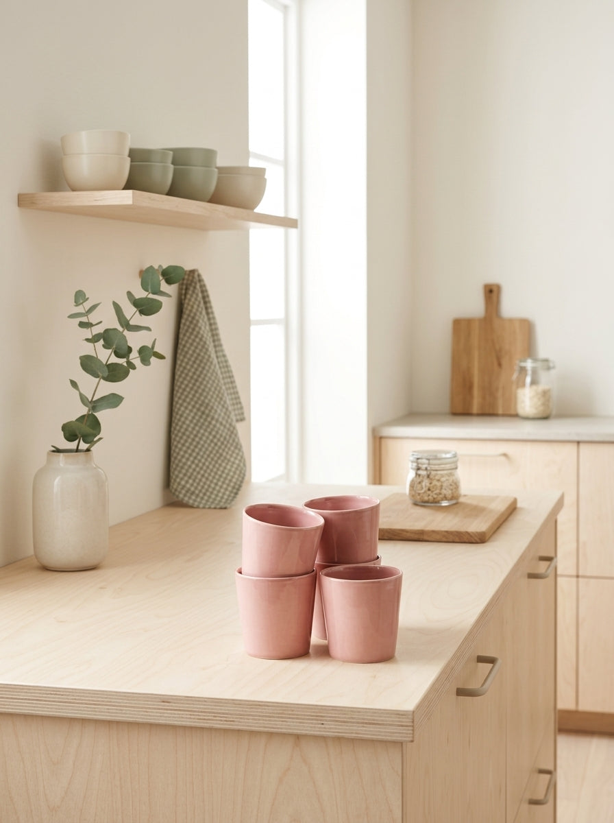 Feast - Set Of 4 Coffee Cups - Stoneware - Pink
