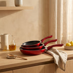 Set Of 3 Cherry Aluminum Frying Pans - 20/24/28Cm