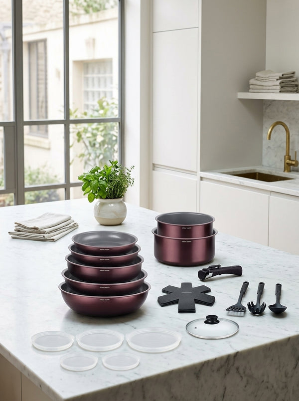 Battery 18 Pieces - Aluminum - Ceramic Coating - Plum